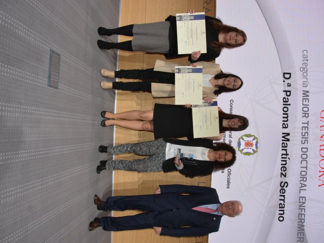 Vanesa Cantón, Miriam Poza, Marta Sánchez y Paloma Martínez, finalistas de la mejor tesis doctoral junto a Florentino Pérez Raya, presidente del CGE.